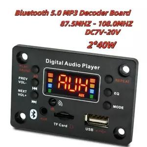 블루투스 5.0 MP3 디코더 보드 2x40W 증폭기 오디오 플레이어 12V DIY MP3 플레이어 자동차 FM 라디오 모듈