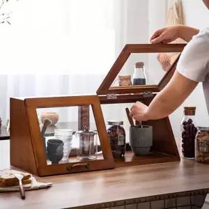 원목 찬장 레트로 2단 빈티지 원목찬장 케이스 그릇장