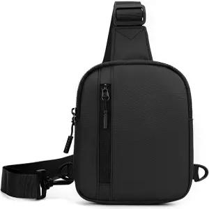 남성용 미니 슬링백 작은 크로스바디 백 듀얼 포켓 방수 가슴 가방 여행용 러닝 폰 홀더 블랙