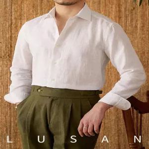 긴팔 남자린넨셔츠 솔리드 남자셔츠 와이셔츠 자카드 가벼운 린넨 린넨혼방 비즈니스