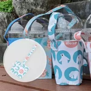 블루베어 백 파우치 텀블러 컵홀더 패브릭 드링크 테이크아웃