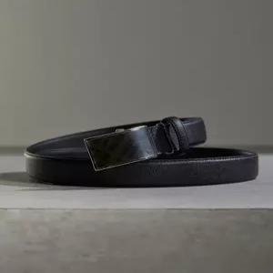 헤지스 액세서리 26SS 증정][Online Limited] 블랙 버클 체크장식 소가죽 자동벨트 HJBE6E950BK