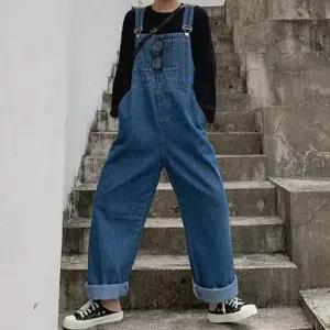 여성의류 여성 멜빵 와이드핏 데님 점프수트 트렌디한 스타일