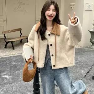 여친 램스울 코트 모피 러블리 일체형 쇼트 퍼 다올1