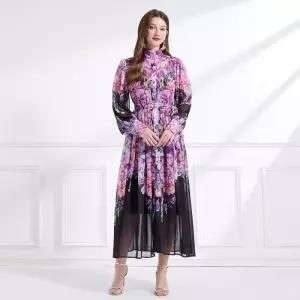 스커트 원피스 여사친 빅 벌룬 수채화 쉬폰 예쁜 프린트 차이나 꽃 소매 SPO마켓1