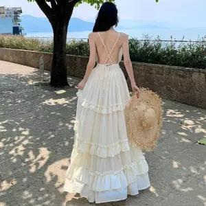 원피스 여친 하로니 브이넥 롱스커트 해변 바캉스 홀터넥 윈난 쉬폰 예쁜 SPO마켓2