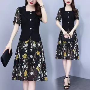 여자 예쁜 쉬폰 원피스 빅사이즈 여름 통통 정장 넥 SPO마켓2