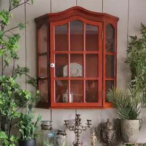 엔틱 홈카페 앤틱 빈티지 벽걸이 복고풍 원목 창문 수납장