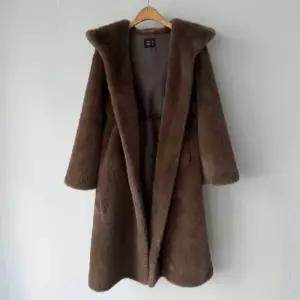 [릴룸]허리스트링 후드 밍크 롱코트