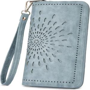 APHISON 지갑 여성용 대용량 클러치 카드 홀더 RFID 손목시계 휴대폰 지퍼 코인 여행 포켓