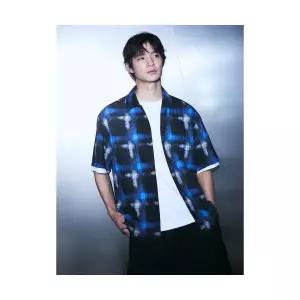 에잇세컨즈 8SECONDS 체크 프린트 반소매 셔츠 블랙 214765BY35 1724732