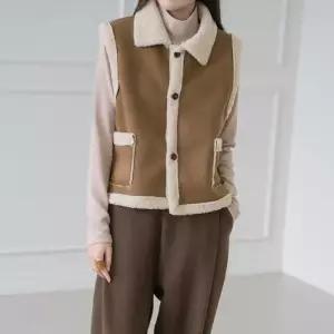 [마담4060]엄마옷 마담4060 모던베이직 시그니처무스탕양털 데일리 여성 조끼-RVE2511