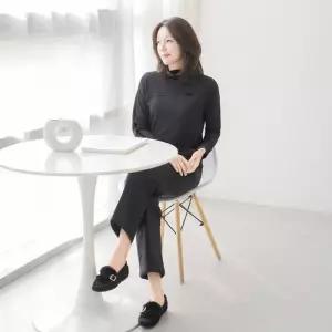 [마담4060]엄마옷 마담4060 벨벳배색폴라 데일리 여성티셔츠-RTE2511049-