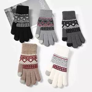 남성 여성 인디 패턴 스마트 터치 장갑 겨울