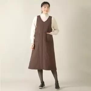 [애비뉴투지]브이 솜 패딩 겨울 조끼 A라인 롱 원피스 K13542