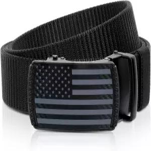남성용 벨트로드 아메리칸 플래그 블랙 나일론 래칫 7월 4일 애국적인 장식