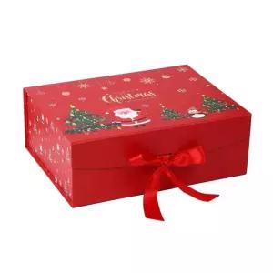 크리스마스 리본 선물 상자 자석 레드(소) 박스 케이스 반달 포장 산타 캔디 초콜릿