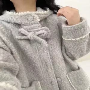 여사친 롱 모직 싱글 집업야구항공 후드 코트 데일룩 잠바 DAOL1