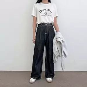 JMM 2069W 여자 논페이드 핏예쁜 핀턱와이드데님 청바지