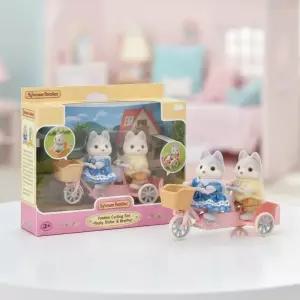 실바니안 패밀리 허스키 핑크 자전거 세트 미니어쳐 피규어 인형놀이 장난감 아기인형 장난감