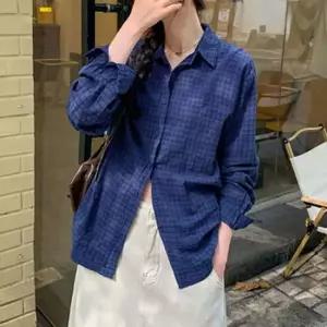 아우터셔츠 네이비 체크 셔츠 루즈핏 스타일업 걸치기 좋은 가벼운소재 데일리룩