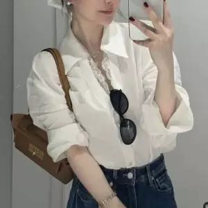 긴팔블라우스 레이스 심플 여성 이너 루즈핏 블라우스