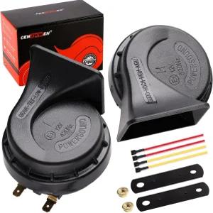 센지웬 자동차 경적 12v 130dB 울트라 라우드 2팩 키트 - 트럭 기차 트위터/베이스 하이 로우 톤 일반