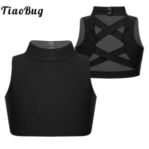 민소매 발레 운동 체조 자르기 탑  소녀 크리스 크로스 백 탱크 브라 스포츠 댄스 무대 공연 의류