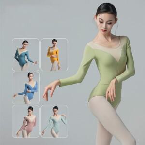 여성호환용 발레 스타킹 메쉬 스플 라이스 체조 댄스 트레이닝 긴 소매 바디 슈트 소녀