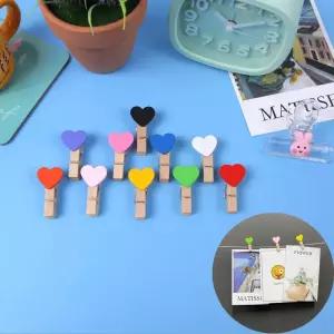 하트모양 미니 사진 인테리어 나무 집게 10P