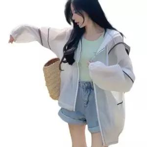 [의류] 데일리 시스루 잠바 오버핏 후드 바람막이 점퍼