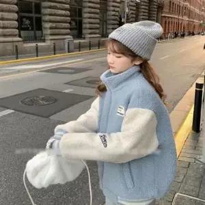 [의류] 데일리 캐주얼아우터 소매밴딩 배색뽀글이 후리스점퍼