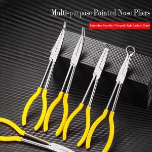 11 인치 여분의 긴 코 펜치 스트레이트 구부러진 팁 정비공 장비 손 제거 도구 스패너 클립 자동차 관리 키