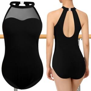 여성호환용 홀터 슬리브리스 발레 댄스 레오타드 성인&소녀호환용 체조 탱크탑 키홀 백 및 안감