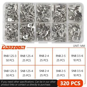 320피스 10 In 1 터미널 비절연 링 포크 U 형 황동 분류 키트 케이블 와이어 커넥터 압착 스페이드