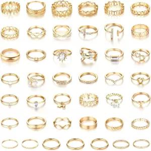 치큐티 골드 너클 링 세트 여성용 스태커블 조인트 핑거 미디 다인 큐빅 크리스탈 지르코니아 심플 할로우