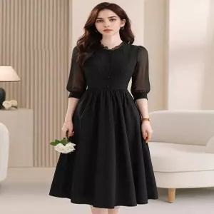 [비바로그][비바로그] 디에고 프릴넥 반오픈 플레어 원피스