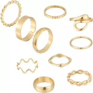 여성용 뱀띠 체인 스태킹 링 빈티지 보호 미디 사이즈 혼합용 팩시온 골드 너클 세트