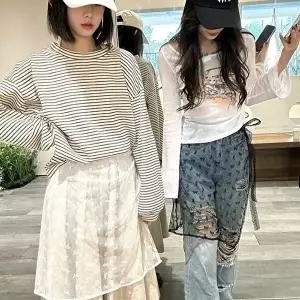 여성 망사 레이스 랩스커트 페이크 레이어드스커트 (HSJ-WFHO2H1)