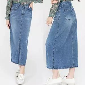 여자 롱스커트 데님 청치마 앞트임 데일리 데이트 (HSJ-W762D13)