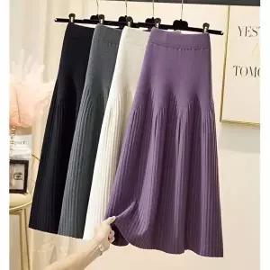 여성 A라인 골지 니트 롱스커트 가을 겨울 니트스커트 (HSJ-WDDC8B0)