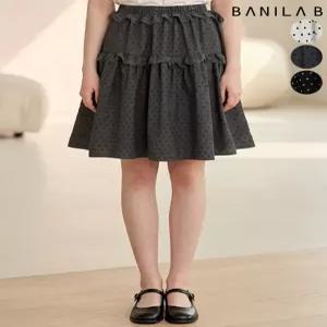 [바닐라비]여성 밴딩 도트 레이스 미디 스커트