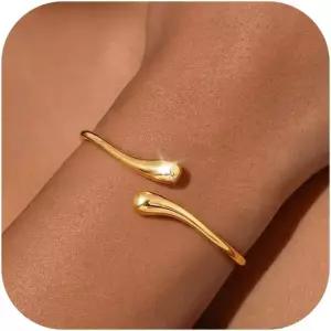 트렌디한 여성용 로바이스 골드 팔찌 14K 도금 뱅글 커프 청키 트위스트 변색되지 않은 저자극성 주얼리