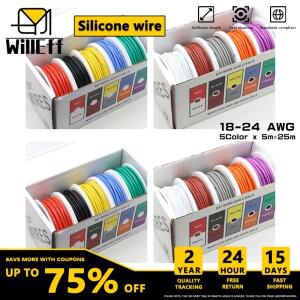 DIY 실리콘 와이어 키트 내열성 전선 5 색 가닥 주석 도금 구리 유연한 18/20/22/24 AWG 슈퍼 소프트