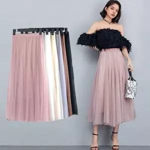 A라인 샤 롱 망사 사랑스러운 스커트 발레리나 레이스 (HSJ-WFGUNEY)