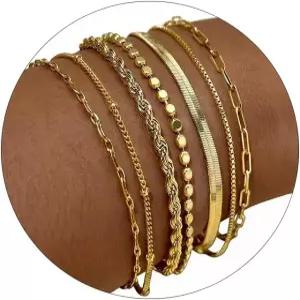 여성용 아미콘 골드 팔찌 데인티 14K 도금 스택 세트 트렌디한 스태커블 논타일링 페이퍼클립 체인 주얼리