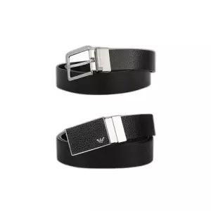 [엠포리오 아르마니] 남성 풀 그레인 레더 인터체인저블 버클 리버시블 벨트 블랙 Y4S225YMB4E 88001