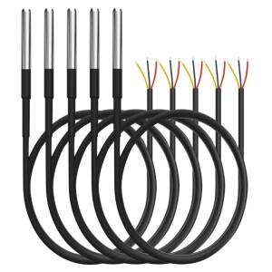 5PCS 방수 DS18B20 디지털 스레드 온도 프로브 센서 스테인레스 스틸 패키지 1m 전선 Arduino