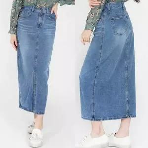 여자 롱스커트 데님 청치마 앞트임 데일리 데이트 (HSJ-W762D13)