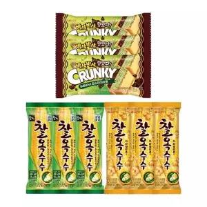 [롯데제과]크런키 모나카 두바이st 피스타치오맛x3+찰옥수수x3+찰옥수수카라멜콘x3